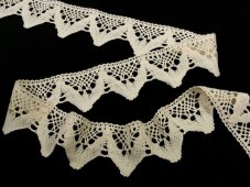 Cotton bobbin lace 75221, width 65 mm, ecru