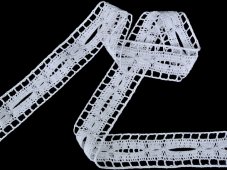 Cotton bobbin lace 75515, width 35 mm, white