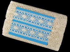Cotton bobbin lace insert 75235, width 43 mm, ecru