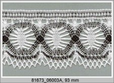 Cotton bobbin lace 81673, width 93 mm, white/ black