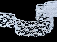 Cotton bobbin lace 81599, width 42 mm, white