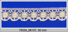 Cotton bobbin lace 75534, width 35 mm, ecru/ dark linen gray