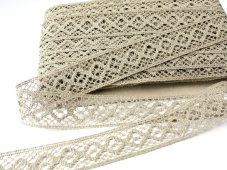 Linen bobbin lace insert 75250, width 33 mm, 100% linen natural