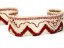 Cotton bobbin lace 75301, width 58 mm, ecru/ dark wine