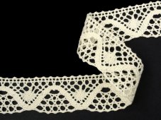 Cotton bobbin lace 75632, width 40 mm, ecru