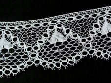 Cotton bobbin lace 75156, width 70 mm, white mercerized