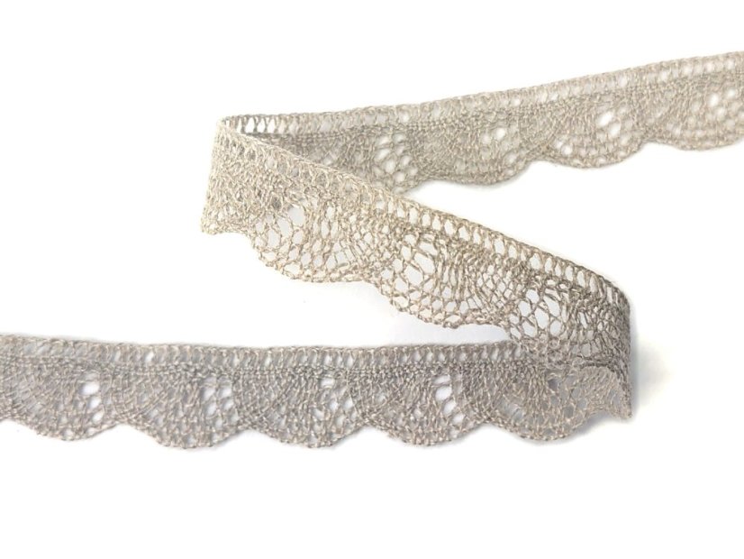 Linen bobbin lace 75574, width 75 mm, 100% linen natural