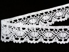 Cotton bobbin lace 75364, width 45 mm, white