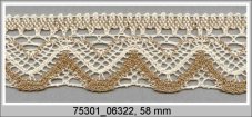 Cotton bobbin lace 75301, width 58 mm, ecru/ dark beige