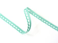 Cotton bobbin lace 73012, width 10 mm, aqua green
