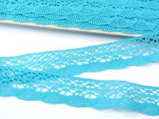 Cotton bobbin lace 75077, width 32 mm, turquoise