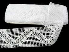 Cotton bobbin lace insert 82348, width 73 mm, white