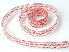 Paličkovaná  krajka 81215 (bílá/červená)