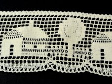 Cotton bobbin lace 75157, width 73 mm, ecru