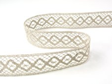 Linen bobbin lace insert 75250, width 33 mm, 100% linen natural