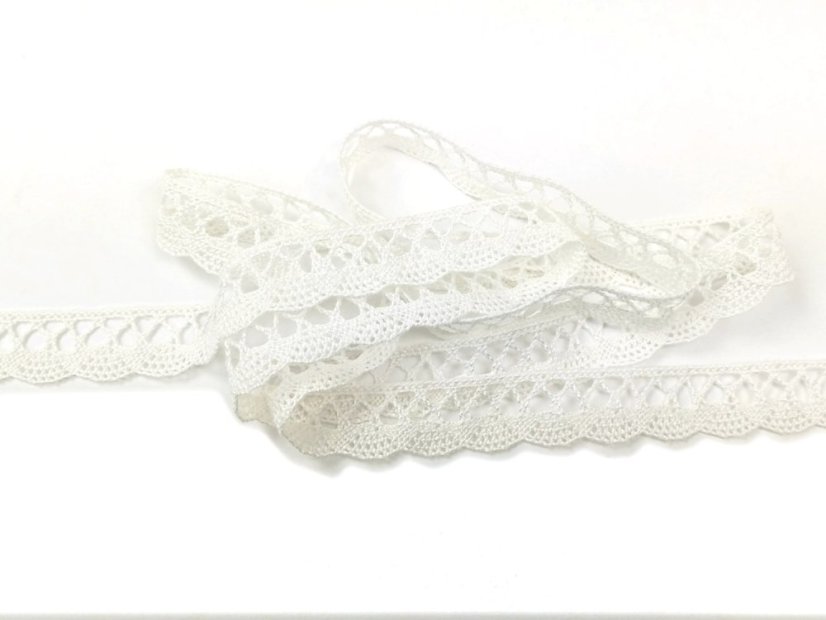 Cotton bobbin lace 75099, width 18 mm, cream