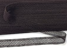 Cotton bobbin lace insert 82134, width 20 mm, dark brown