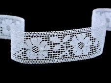Cotton bobbin lace insert 75581, width 35 mm, white