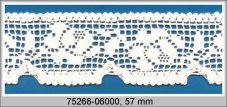 Cotton bobbin lace 75268, width 55 mm, white