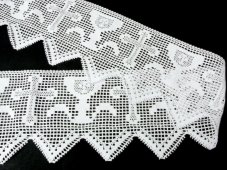 Cotton bobbin lace 75053, width 135 mm, white