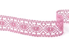 Cotton bobbin lace insert 75235, width 43 mm, pink