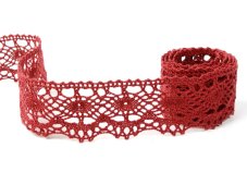 Cotton bobbin lace 75238, width 51 mm, wine