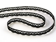 Cotton bobbin lace 75512, width 10 mm, black