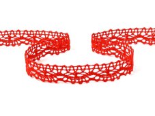 Cotton bobbin lace 75395, width 16 mm, red