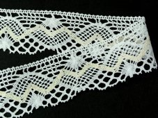 Cotton bobbin lace 81294, width 50 mm, white/ ecru