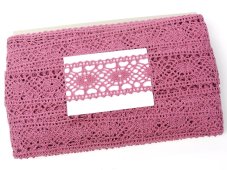 Cotton bobbin lace insert 75235, width 43 mm, pink