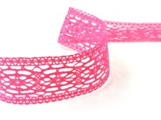 Cotton bobbin lace insert 75038, width 52 mm, fuchsia