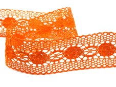 Cotton bobbin lace insert 75249, width 48 mm, rich orange
