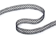 Cotton bobbin lace insert 75454, width 10 mm, black