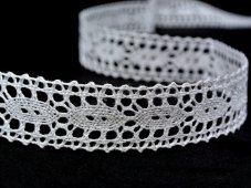 Linen bobbin lace insert 75393, width 22 mm, 100% linen bleached
