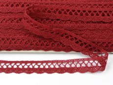 Cotton bobbin lace 75428, width 18 mm, cranberry