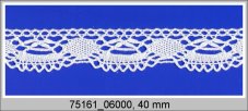 Cotton bobbin lace 75161, width 40 mm, white