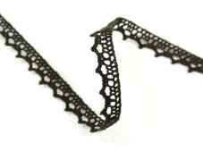 Cotton bobbin lace 75633, width 10 mm, dark brown