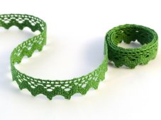 Cotton bobbin lace 75259, width 17 mm, grass green