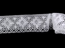 Cotton bobbin lace 75089, width 90 mm, white