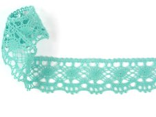Cotton bobbin lace 75238, width 51 mm, aqua green