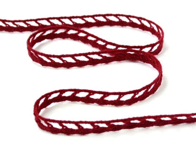 Acryl bobbin lace 75470, width 12 mm, 100% acryl, red burgundy