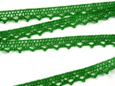 Cotton bobbin lace 75633, width 10 mm, grass green