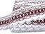 Cotton bobbin lace 75335, width 75 mm, white/ cranberry