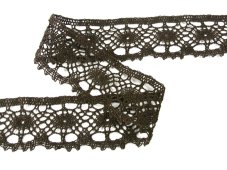 Cotton bobbin lace 75364, width 45 mm, dark brown