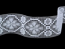 Cotton bobbin lace insert 82146, width 50 mm, white