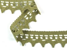 Cotton bobbin lace 82341, width 45 mm, khaki