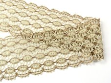 Cotton bobbin lace 75121, width 80 mm, beige/ dark beige