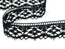 Cotton bobbin lace 82168, width 35 mm, black