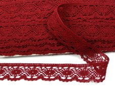Cotton bobbin lace 82338, width 35 mm, cranberry
