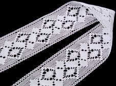 Cotton bobbin lace insert 82026, width 62 mm, white